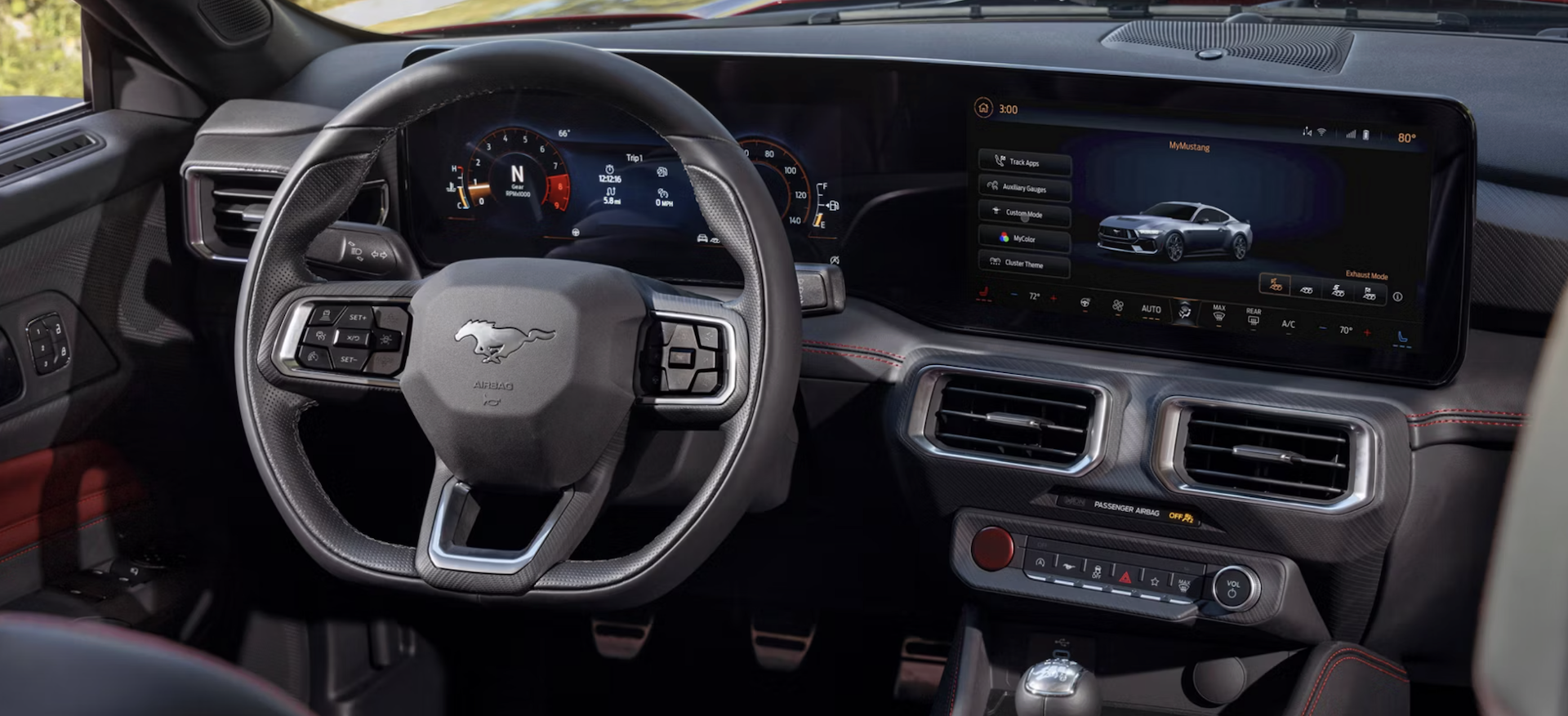 Interior of new 2026 Ford Mustang for sale near San Antonio